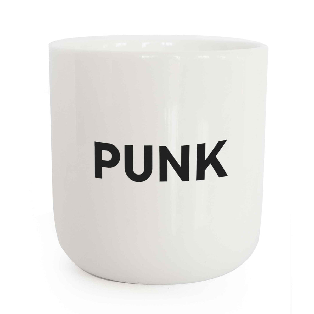 PUNK | weisser Kaffee- & Tee-BECHER mit schwarzer Typo | Beat Serie | PLTY