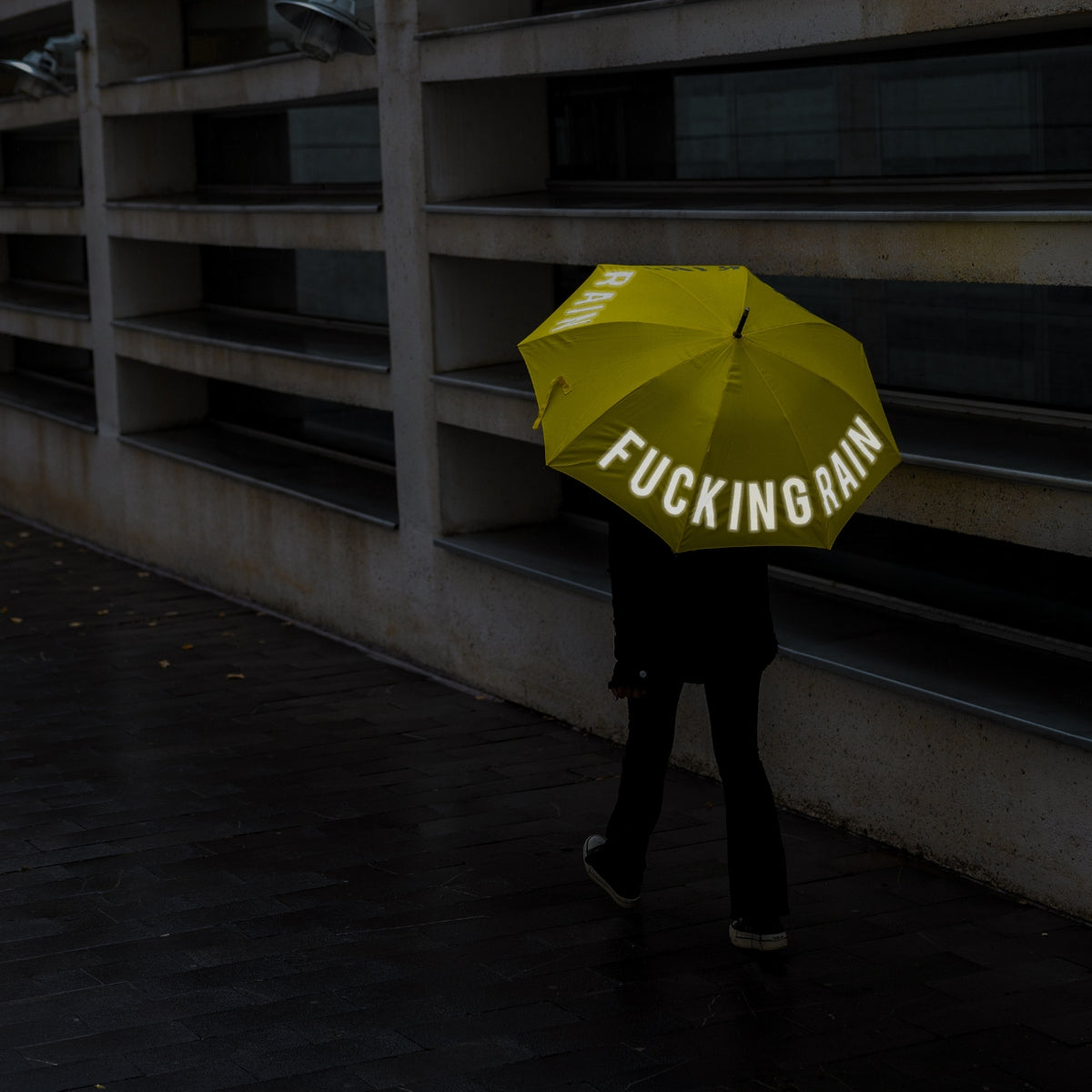 Umbrella "Fucking Rain" – Yellow · Statement · Ø 106 cm | Fisura