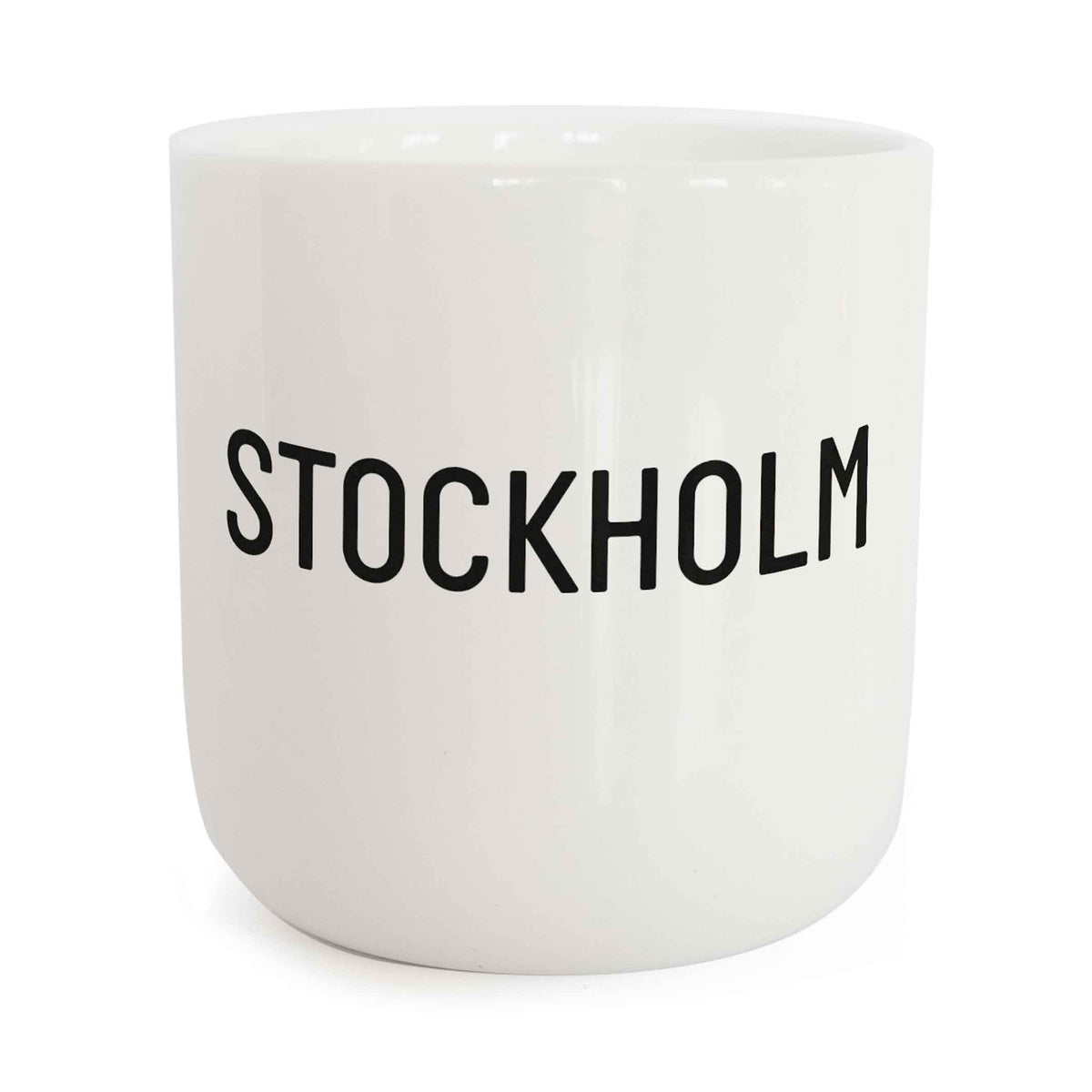 STOCKHOLM | weisser Kaffee- & Tee-BECHER mit schwarzer Typo | City Collection | PLTY