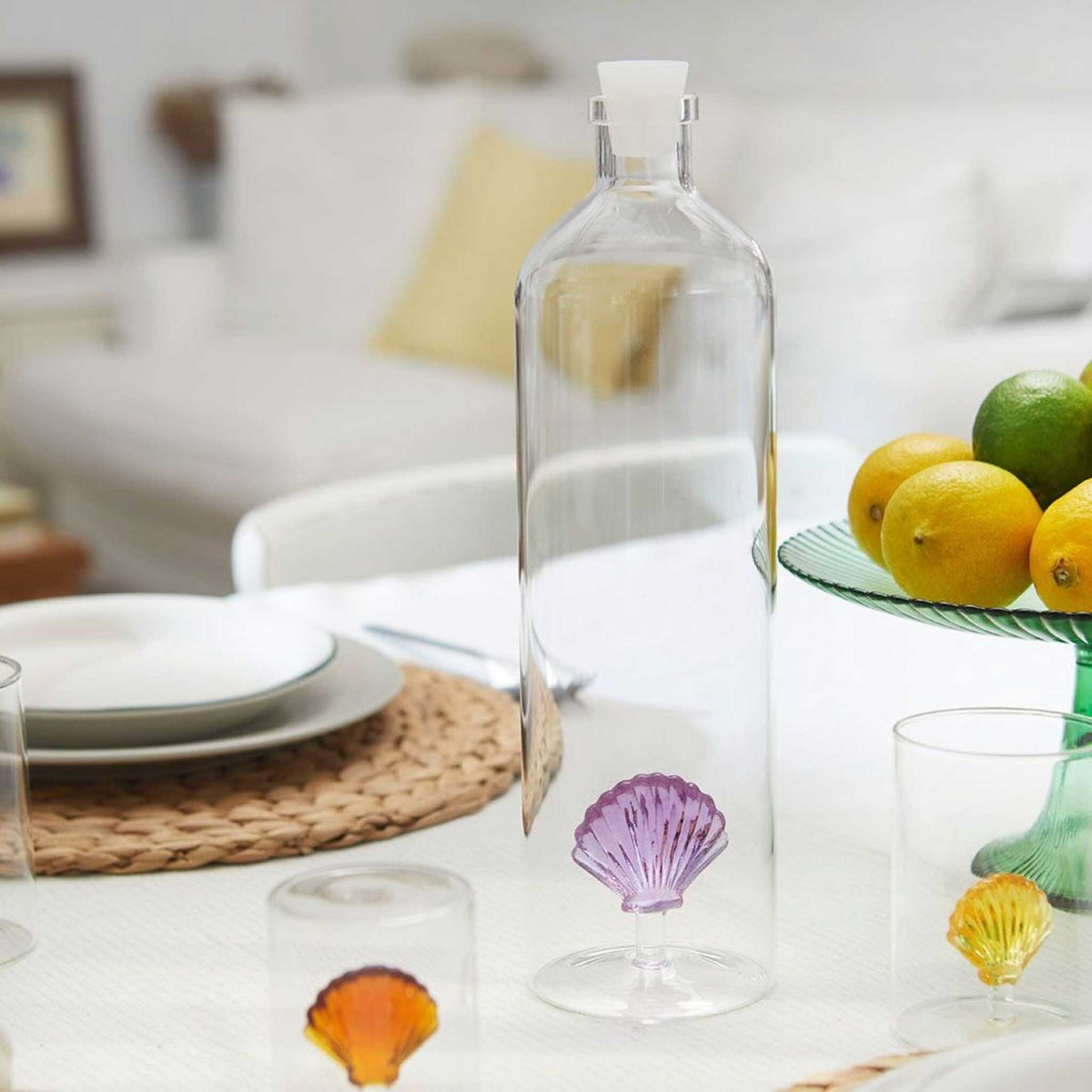 ATLANTIS - BOUTEILLE EN VERRE avec coquille lilas - 1,2 litre avec bouchon en silicone | BALVI