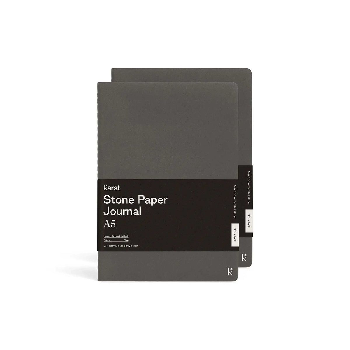 Softcover JOURNALS | Twin Pack | A5 lined & blank | Karst Stone Paper