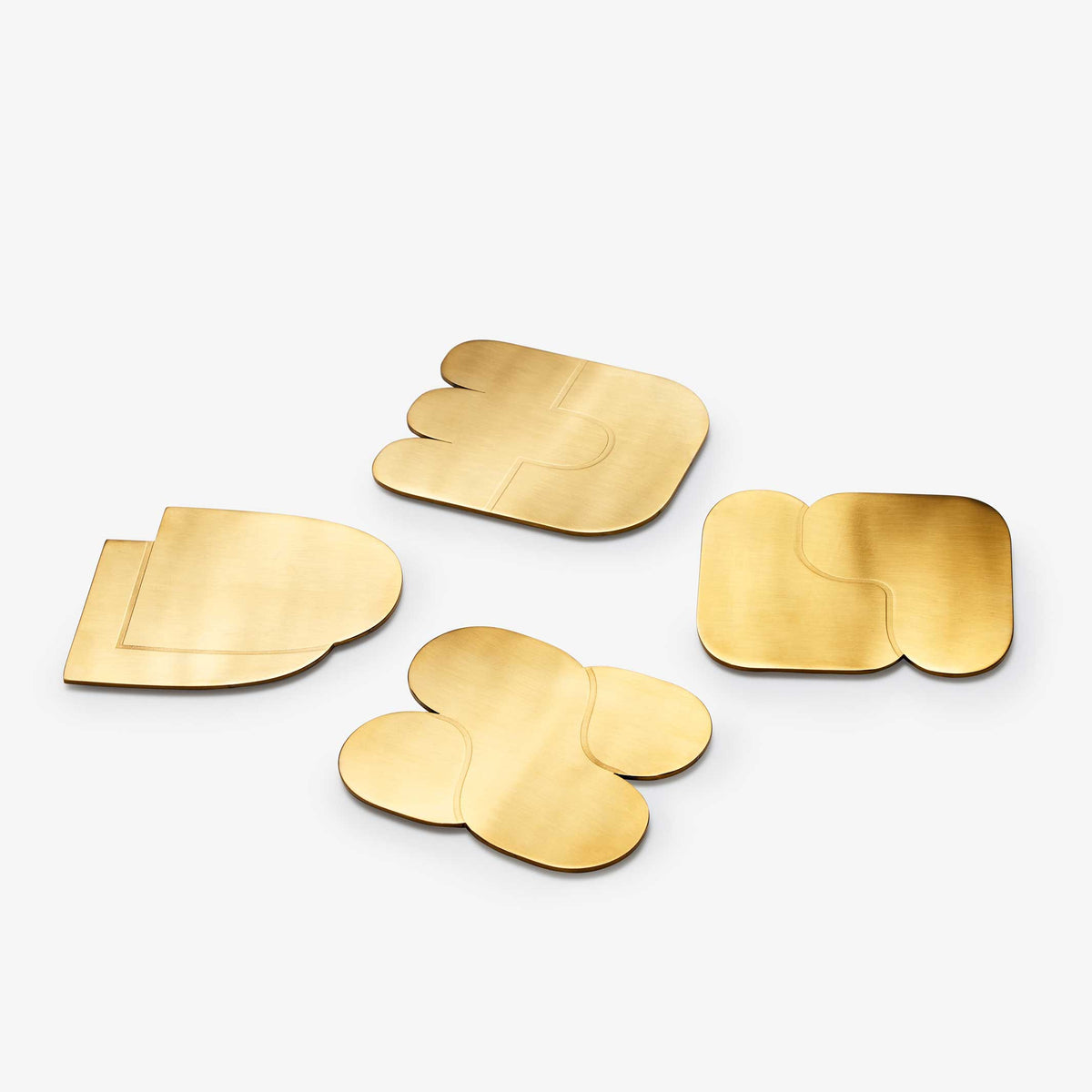 TOGETHER COASTERS | 4er UNTERSETZER-Set | Edelstahl messingfarbig | Dan Covert | Areaware