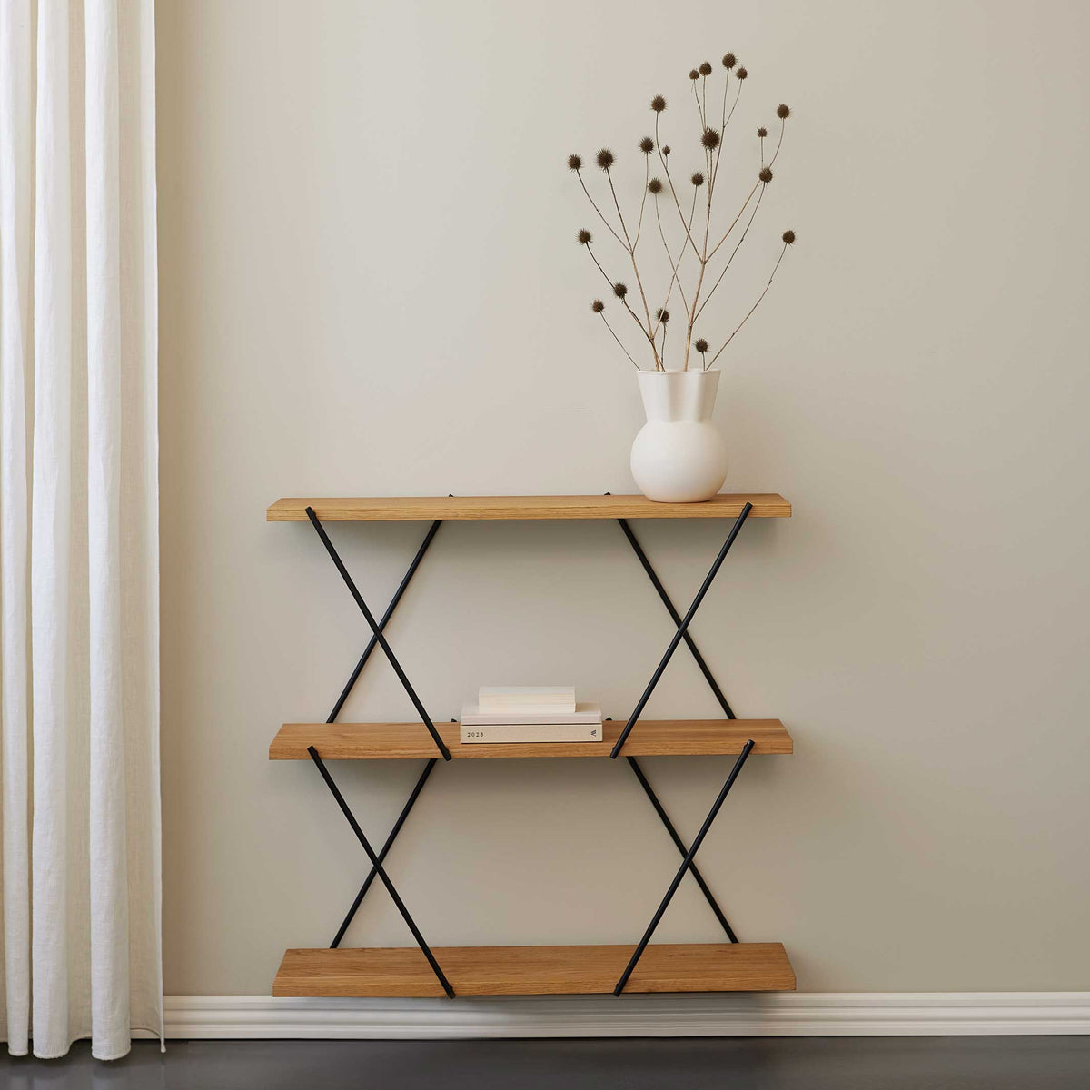 Shelving Unit XO2 – FSC Oak · Steel · 2 Shelves | Spring Copenhagen · Living Room Shelf