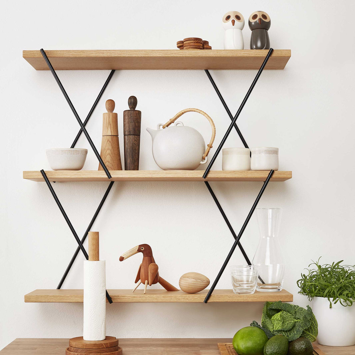 SYSTÈME D'ÉTAGÈRES XO2 | MODULE DE BASE 80 cm de large | Chêne naturel | Morten Gøttler | Printemps Copenhague