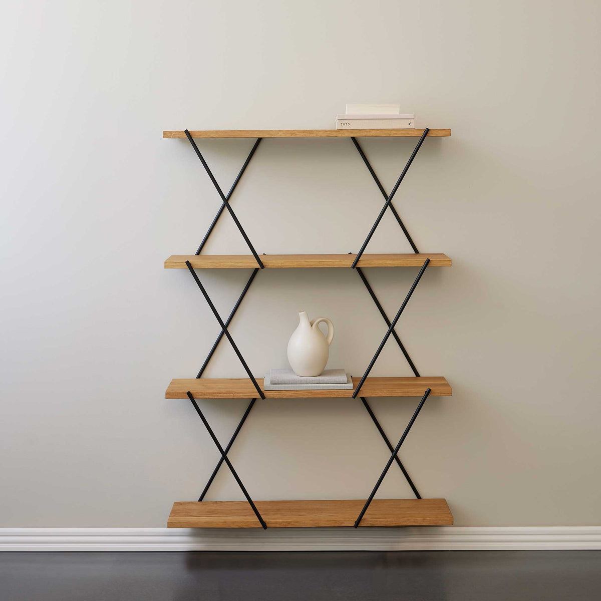 Shelving Unit XO2 – FSC Oak · Steel · 2 Shelves | Spring Copenhagen · Living Room Shelf