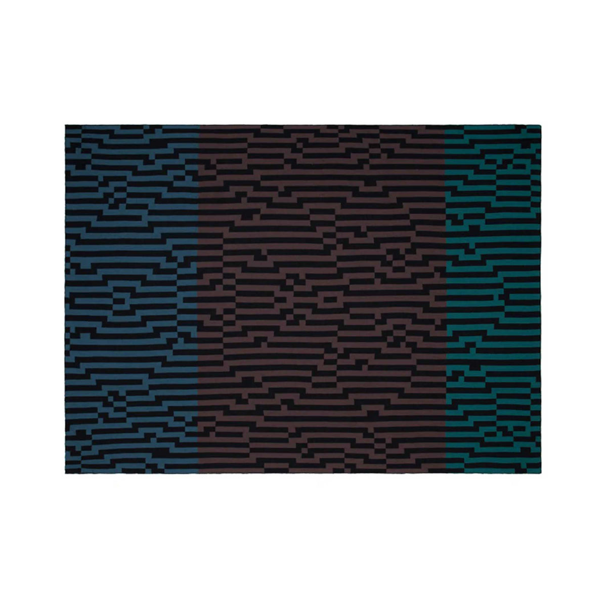 BITMAP ZOOM OUT 1 | blue, brown & mint THROW | 180x140 cm | 100% Merino Wool | Cristian Zuzunaga