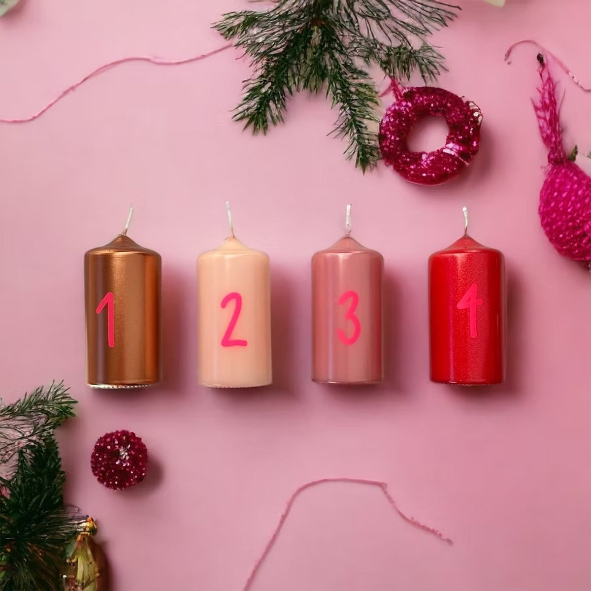 DIP DYE GLOW COUNTDOWN | Weihnachts-Kerzen im 4er Set | Pink Stories