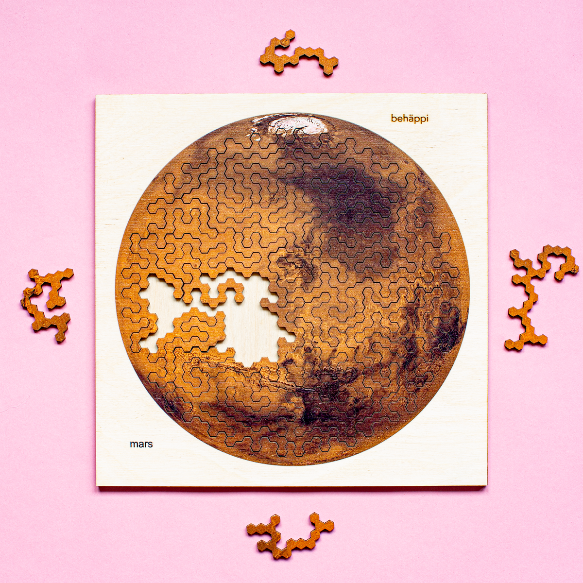 MARS - Außergewöhnliches IQ-HOLZPUZZLE - PLANETEN-Serie - Level Schwer | Behäppi