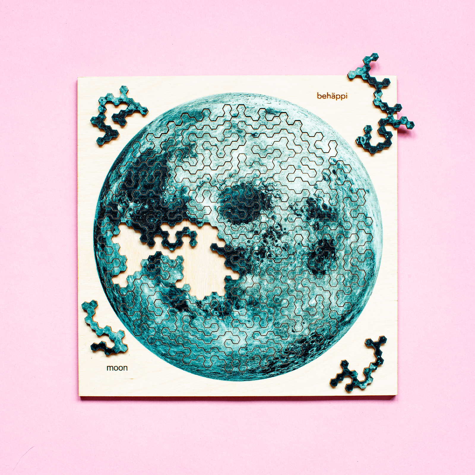 MOND - Außergewöhnliches IQ-HOLZPUZZLE - PLANETEN-Serie - Level Schwer | Behäppi