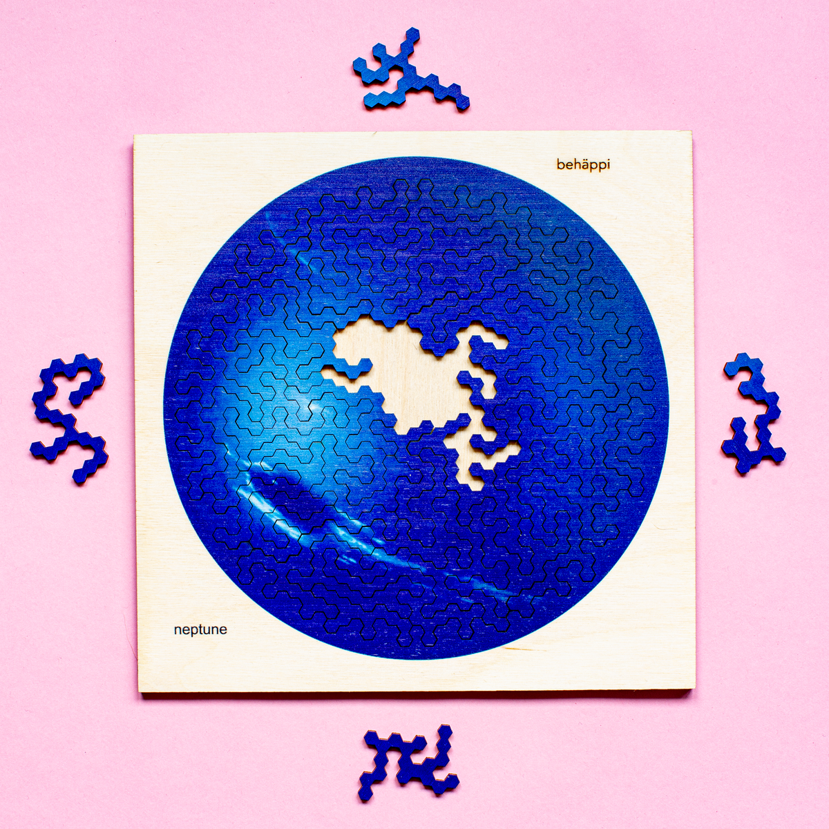 NEPTUN - Außergewöhnliches IQ-HOLZPUZZLE - PLANETEN-Serie - Level Schwer | Behäppi