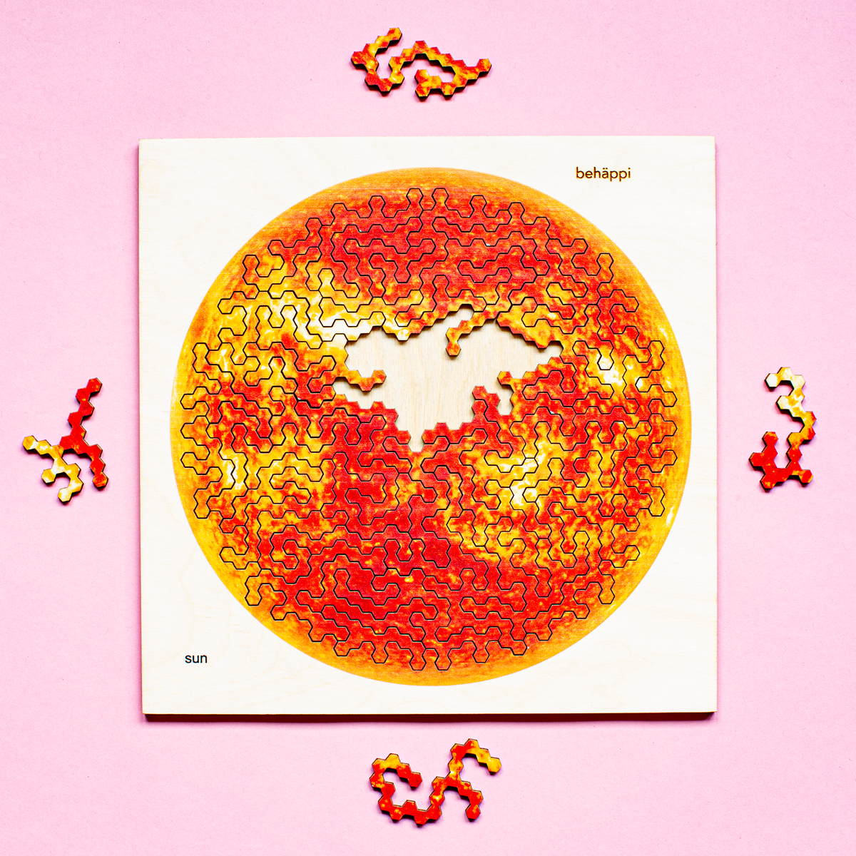 SONNE - Außergewöhnliches IQ-HOLZPUZZLE - PLANETEN-Serie - Level Schwer | Behäppi
