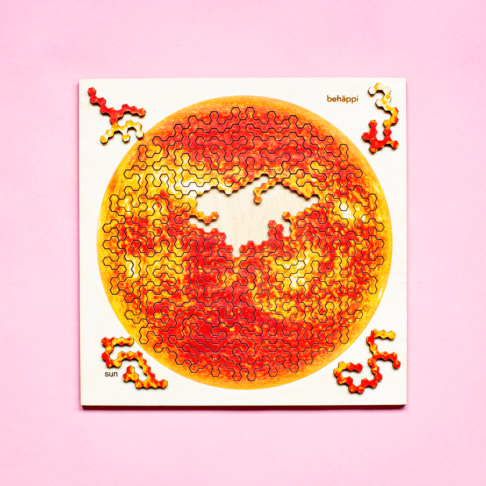 SONNE - Außergewöhnliches IQ-HOLZPUZZLE - PLANETEN-Serie - Level Schwer | Behäppi