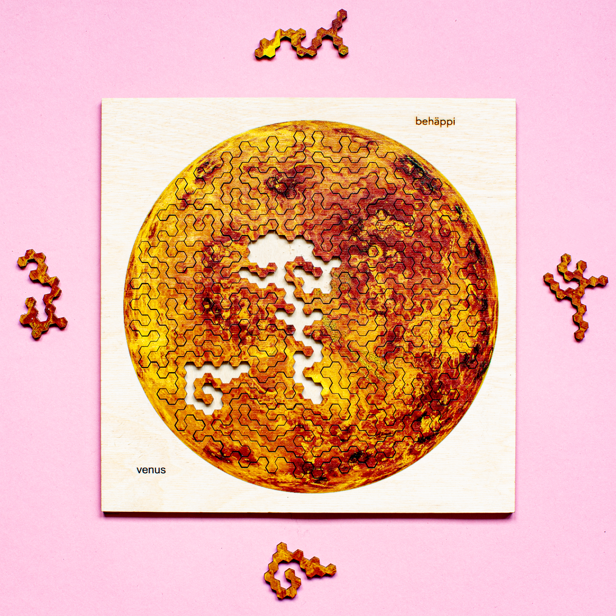 VENUS - Außergewöhnliches IQ-HOLZPUZZLE - PLANETEN-Serie - Level Schwer | Behäppi