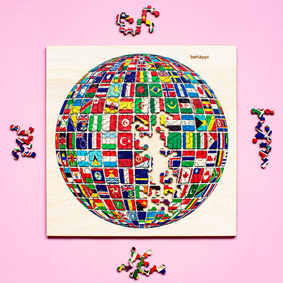 WELT - Außergewöhnliches IQ-HOLZPUZZLE - PLANETEN-Serie - Level Schwer | Behäppi