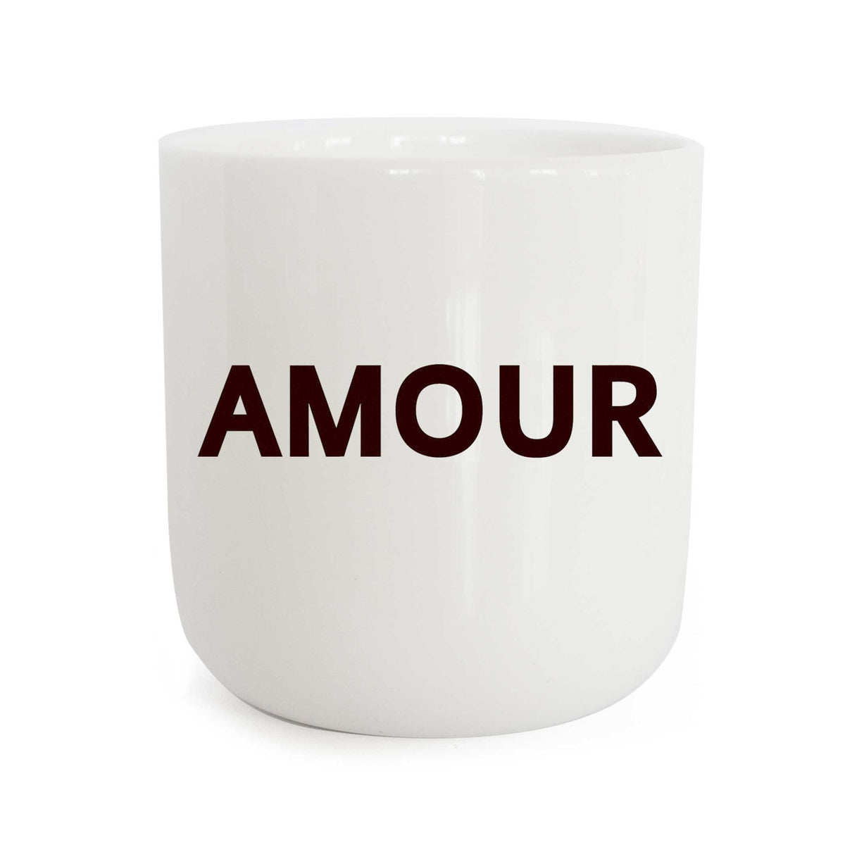 AMOUR - weisser Kaffee- & Tee-Becher mit schwarzer Typo - 250 ml - in real life Serie | PLTY