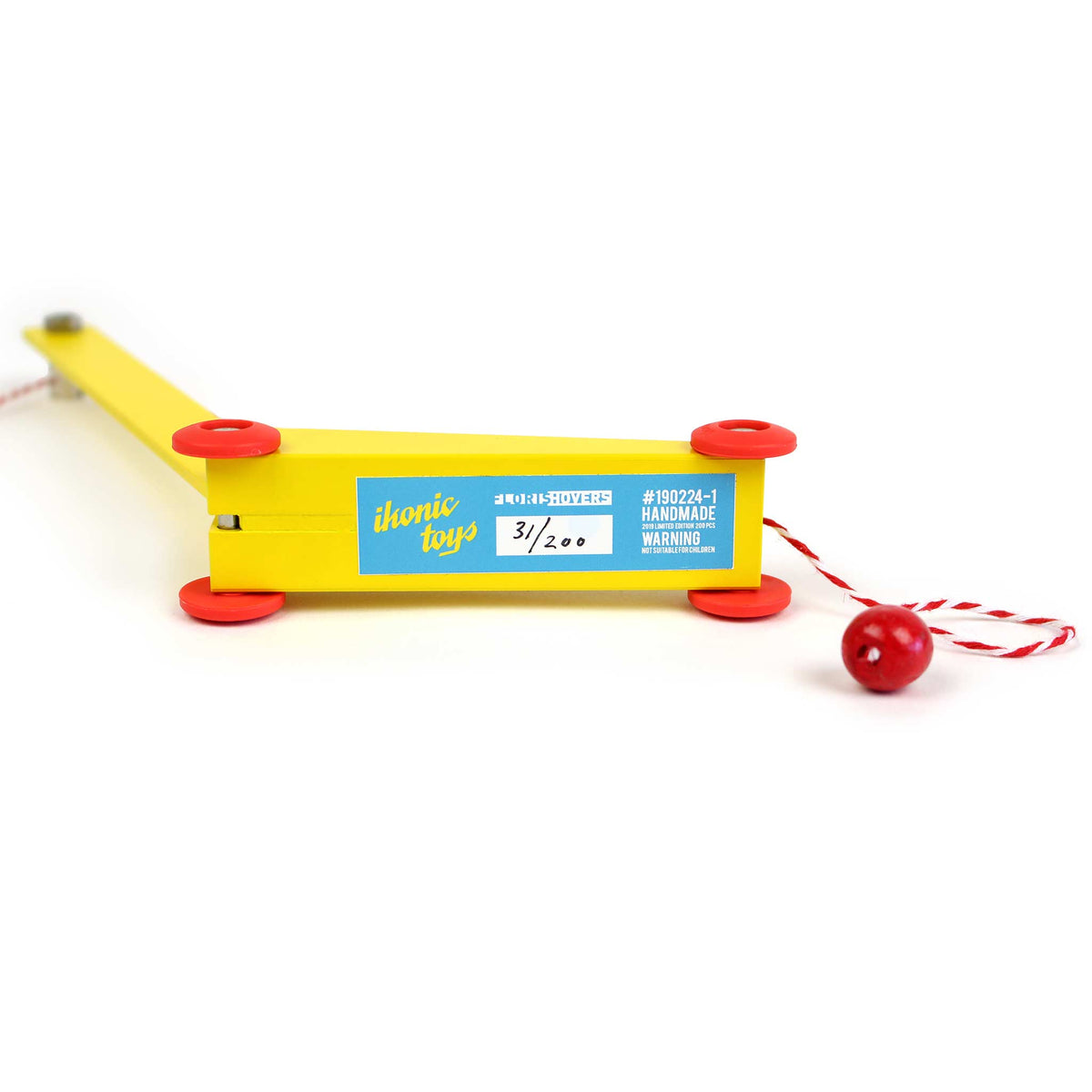 DUOTONE CAR YELLOW CRANE | Gelber SPIELZEUG-KRAN aus Holz | 200 Stck. Limited Edition | Floris Hovers | Ikonic - Charles & Marie