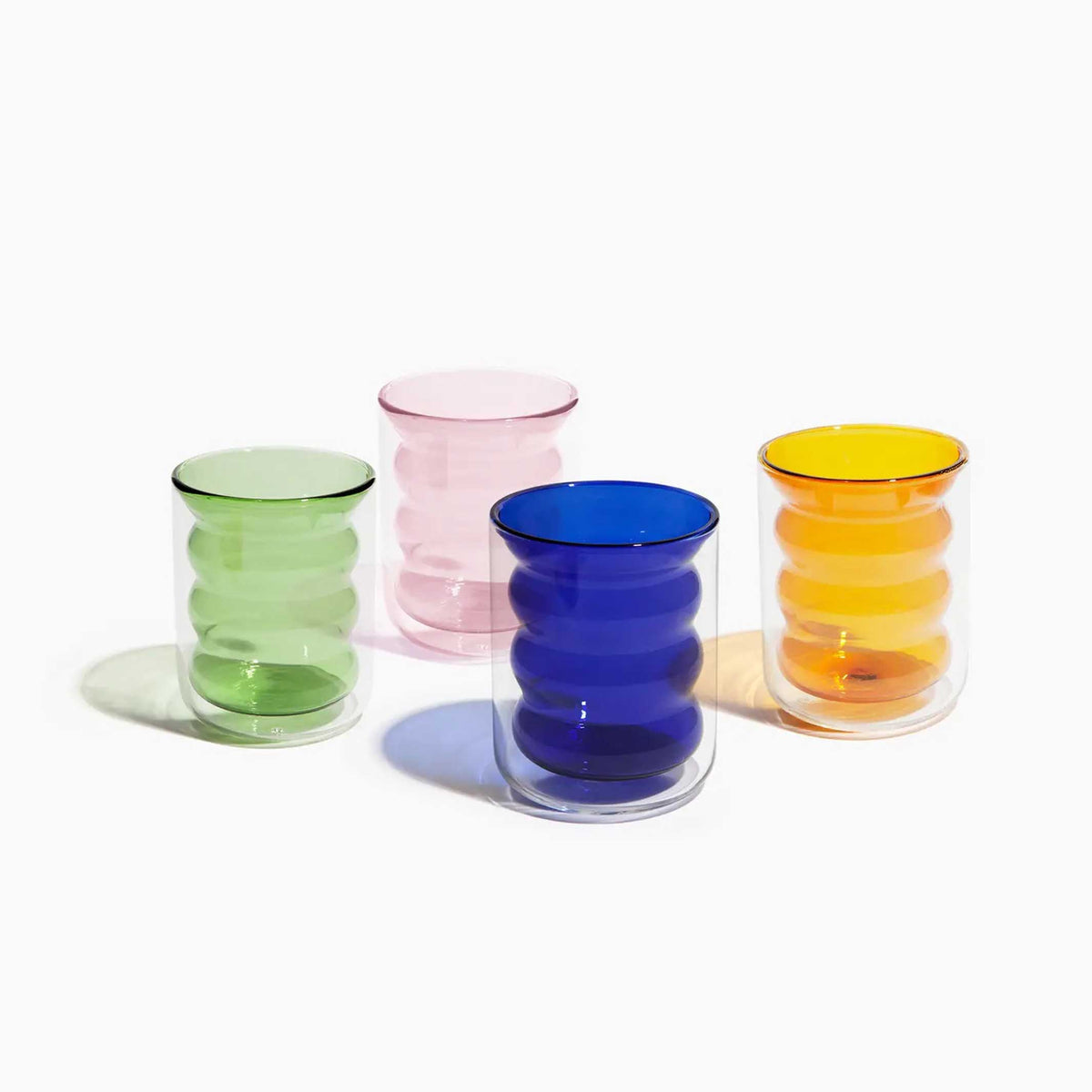 GROOVY CUP | blaues, doppelwandiges TRINKGLAS | Poketo