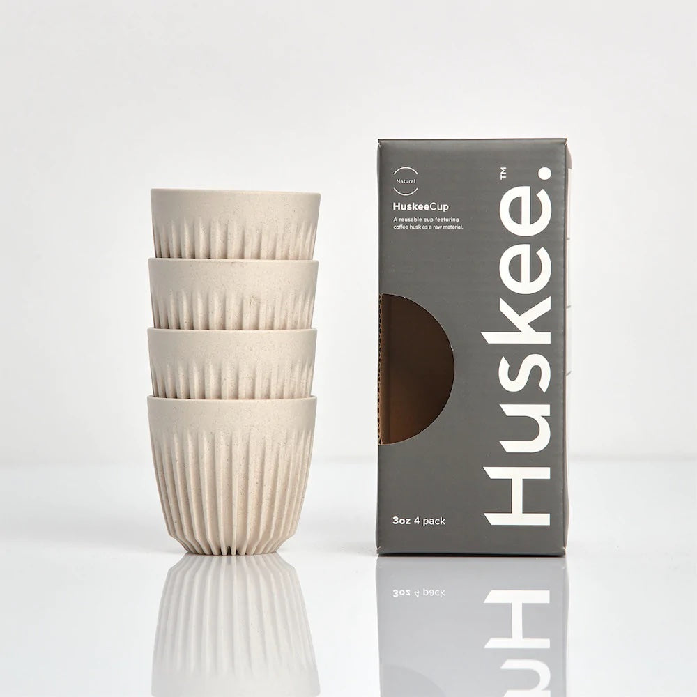 HUSKEE ESPRESSO CUPS | wiederverwendbare ESPRESSO-BECHER aus Kaffee-Schalen | 9cl im 4er Set | Huskee
