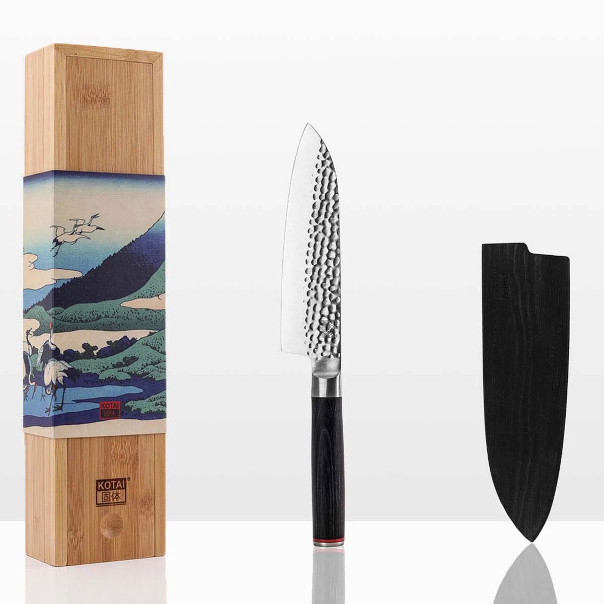 SANTOKU | MEHRZWECKMESSER | hölzerne Saya & Bambus-Geschenkbox | 18cm Klinge | Kotai