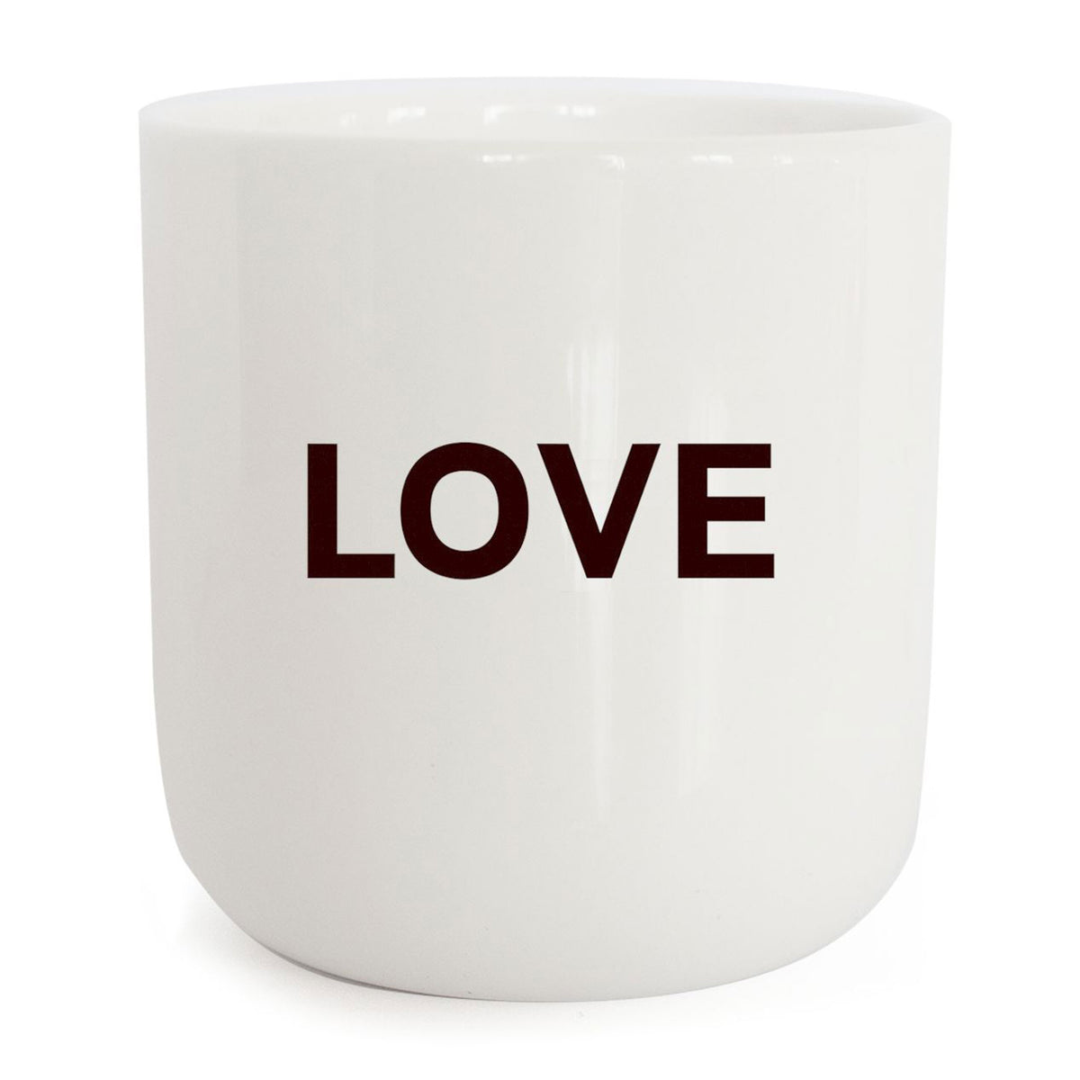 LOVE - weisser Kaffee- & Tee-Becher mit schwarzer Typo - 250 ml - in real life Serie | PLTY