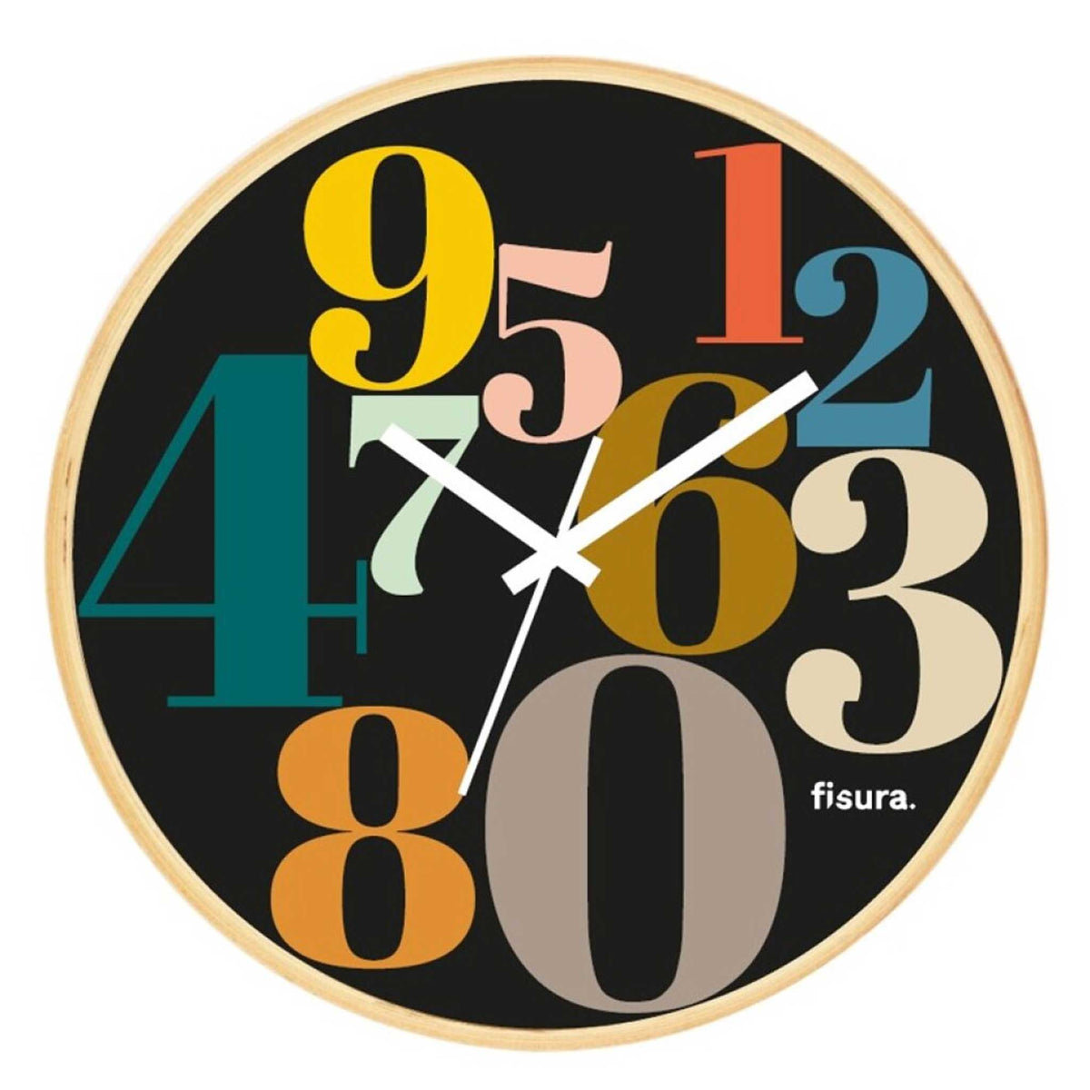 NUMBERS Black | WANDUHR mit Zahlen | D=30 cm | Fisura - Charles & Marie