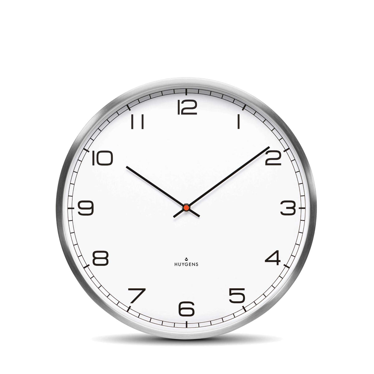 UN ARABE | HORLOGE MURALE silencieuse | Acier inoxydable avec cadran blanc et arabe. Chiffres | Huygens