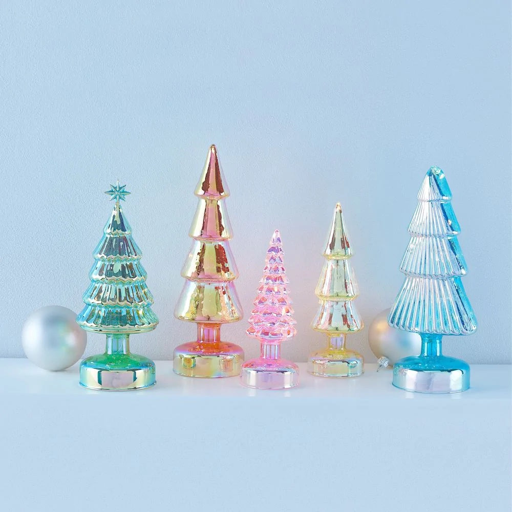 LED-Glas-Tannenbäume Klein – Bunt · 5er-Set · 18–28 cm | MoMA