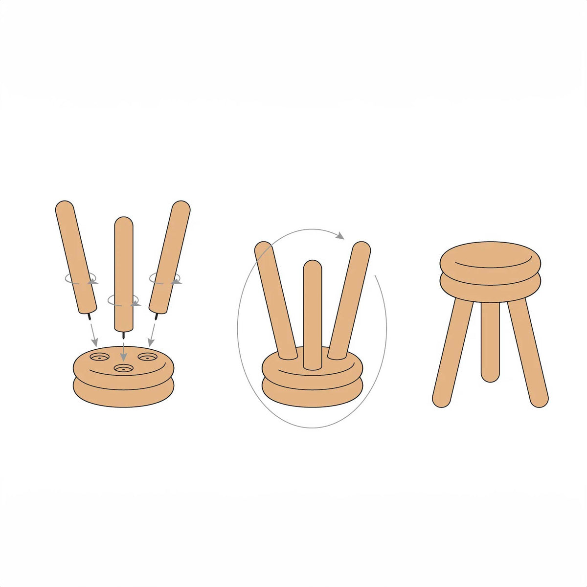 PLUMA STOOL SHORT Gelb | Kleiner Holz-HOCKER | Steven Bukowski | Areaware