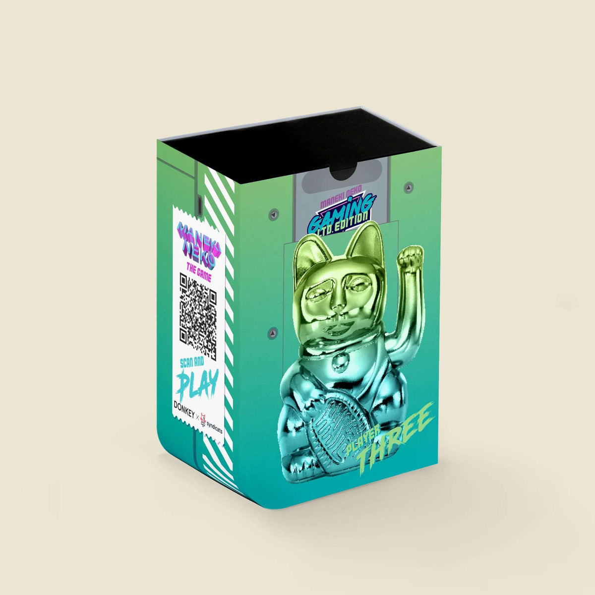 LUCKY CAT GAMING PLAYER 3 - metallicfarbige, japanische Winkekatze - Talisman & Glücksbringer | Donkey Products