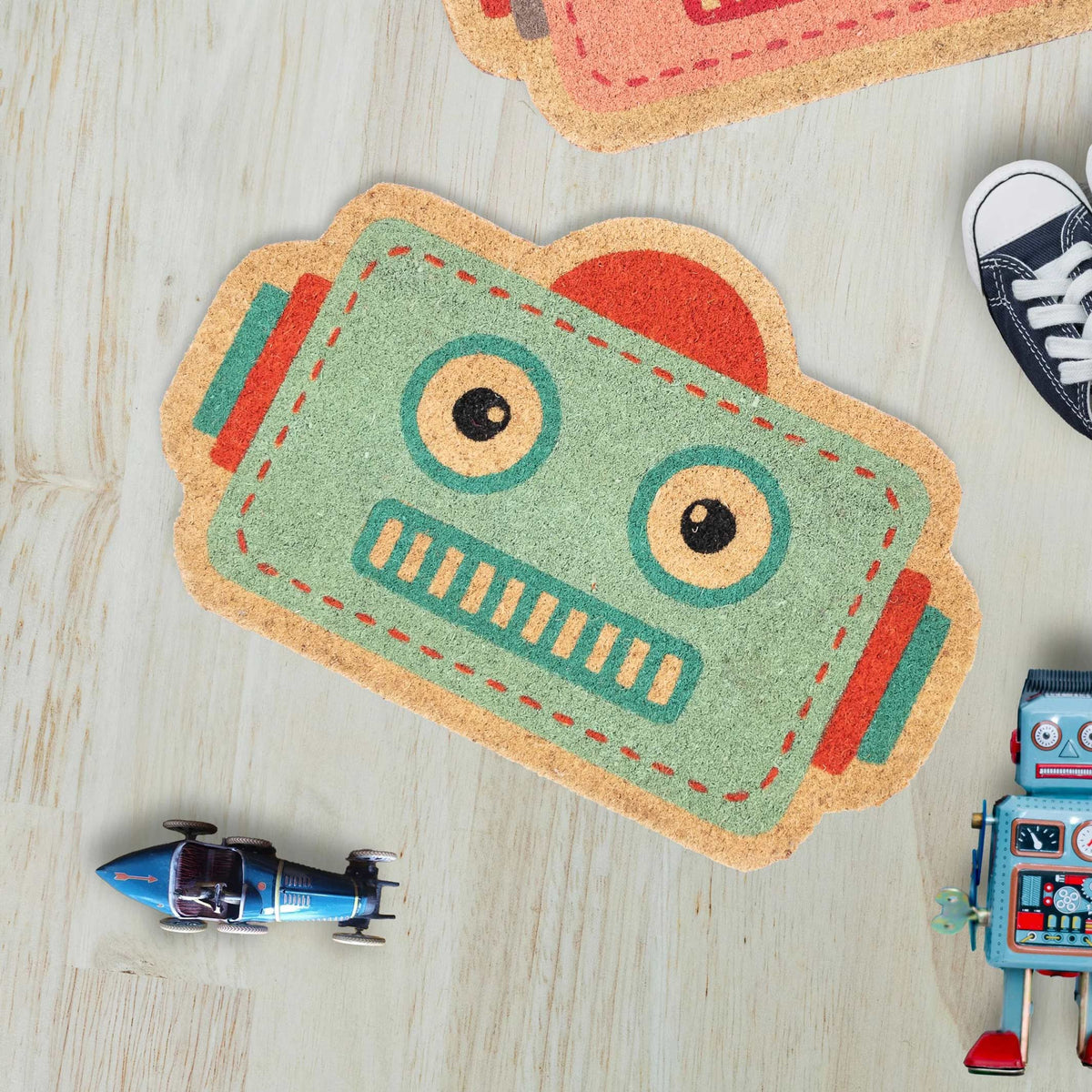 Fußmatte Roboter – Hellblau · Kinder-Motiv · 60×40 cm | Fisura