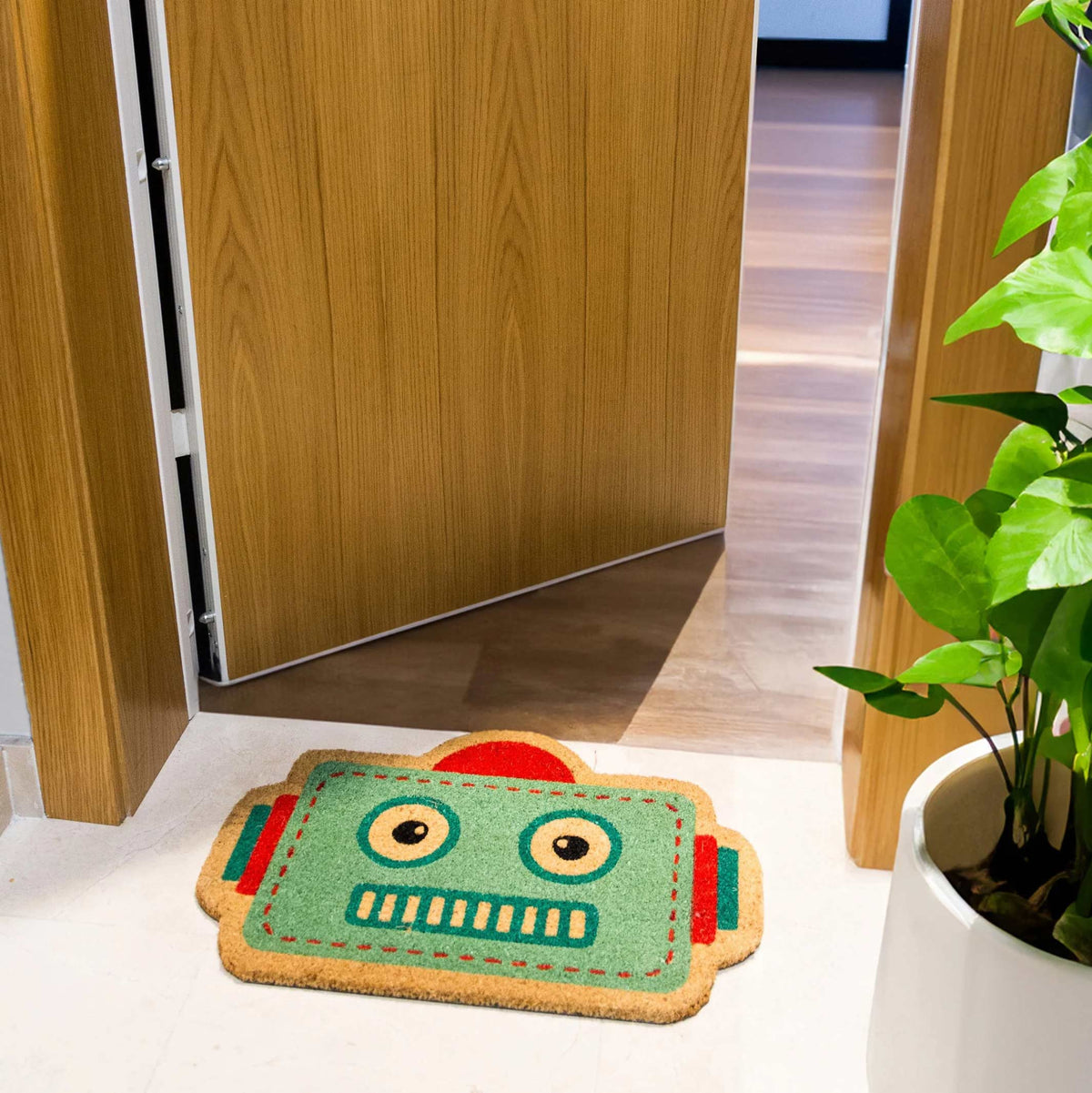 Fußmatte Roboter – Hellblau · Kinder-Motiv · 60×40 cm | Fisura