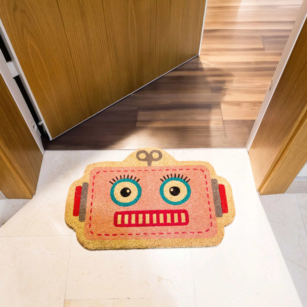 Fußmatte Roboter – Rosa · Kinder-Motiv · 60×40 cm | Fisura