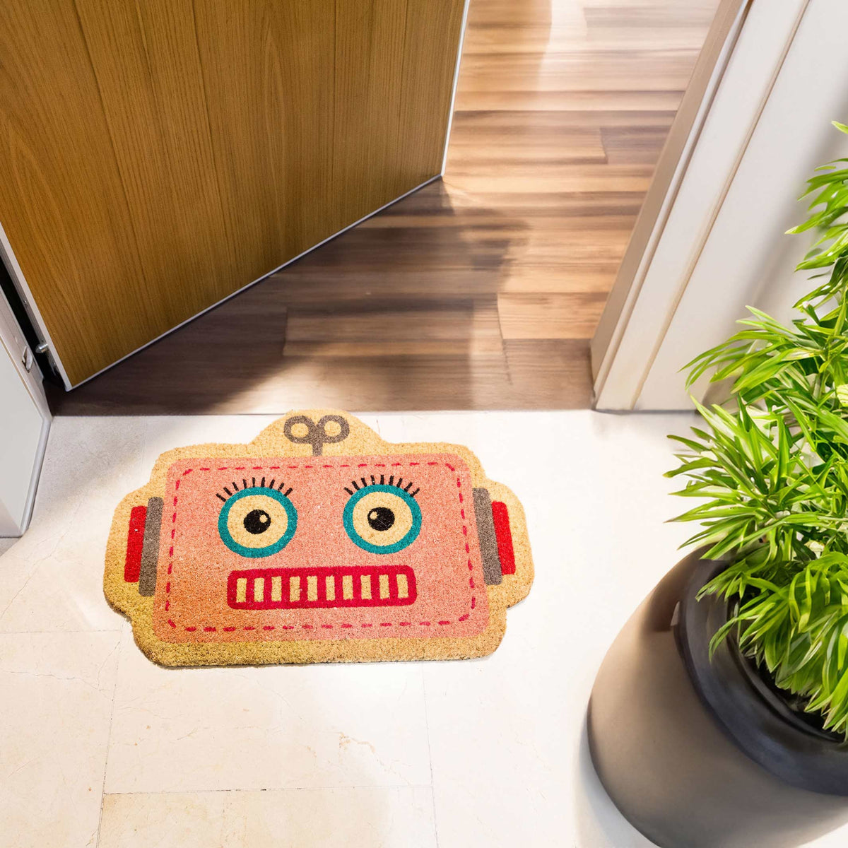 Fußmatte Roboter – Rosa · Kinder-Motiv · 60×40 cm | Fisura
