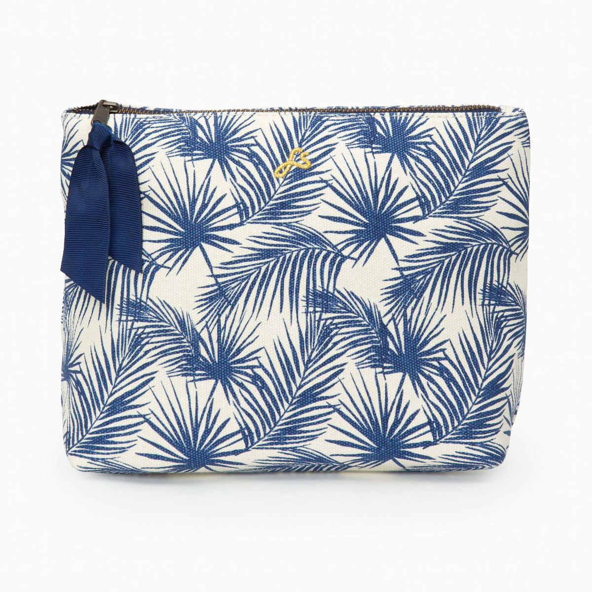 MILA BLUE PALM - Reise-Kultur-Tasche mit blauen Palmen | farans