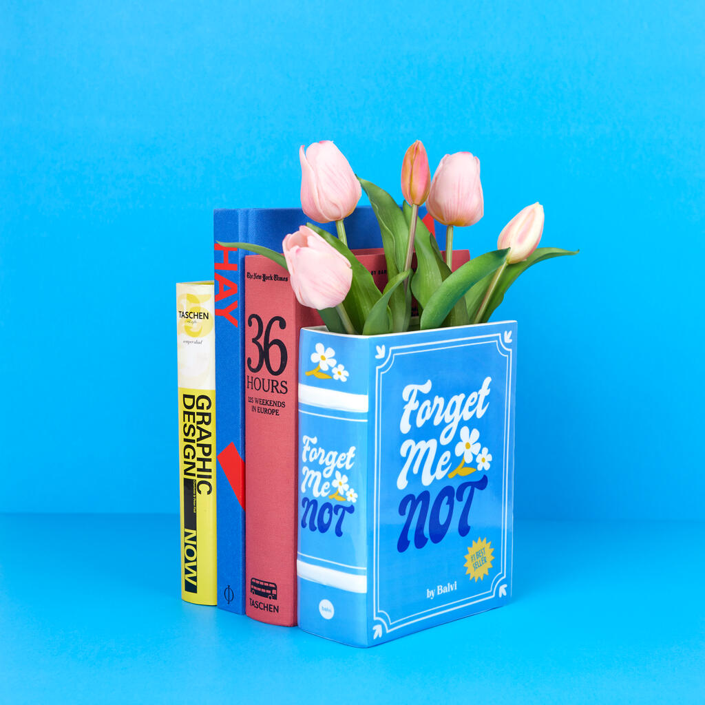 Buchvase "Forget Me Not" – Blau · Keramik · 20 cm | Balvi