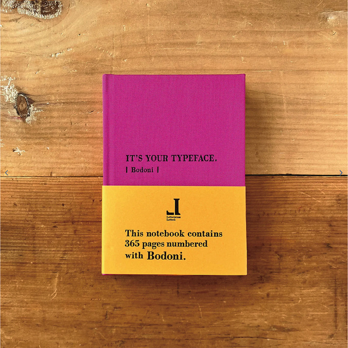 Notizbuch Typeface Bodoni – Letterpress, A6 Pink, Japan | Tomigaya · Geschenk Typografie