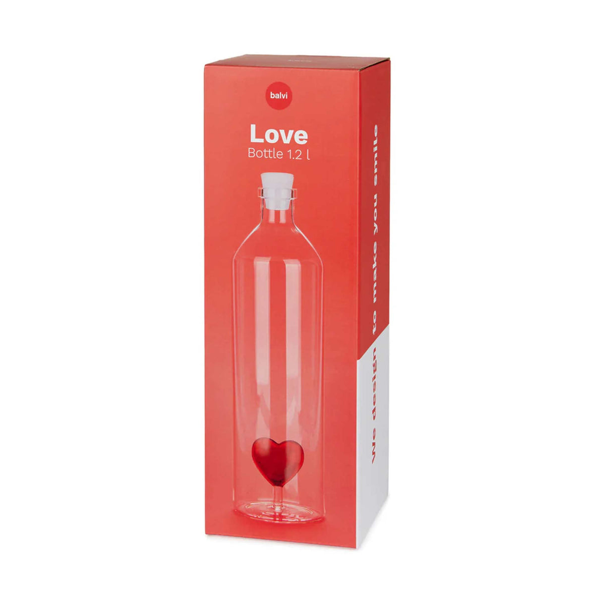 Glasflasche "Love Bottle" – Rotes Herz · 1,2 L | Balvi
