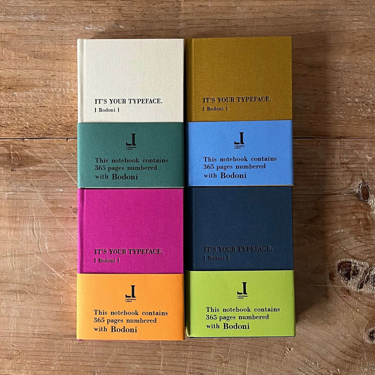 Notizbuch Typeface Bodoni – Letterpress, A6 Blau, Japan | Tomigaya · Geschenk Typografie