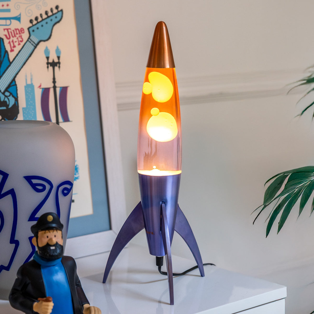 Lava Lamp Rocket – Blue Gradient · Retro · 45 cm | Fisura