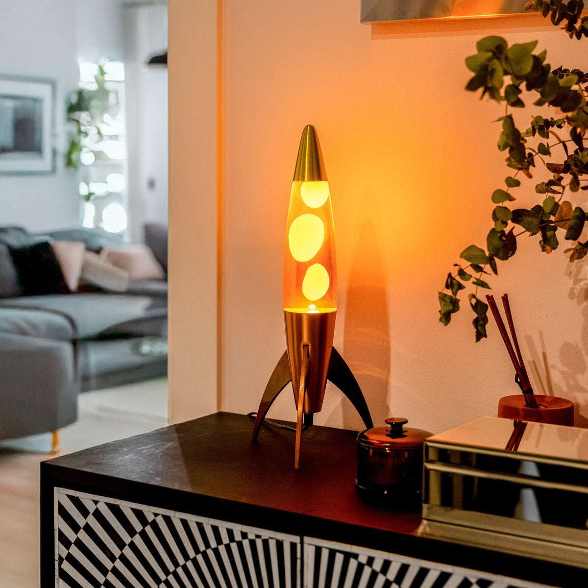 Lavalampe Rocket – Orange Gradient · Retro · 45 cm | Fisura