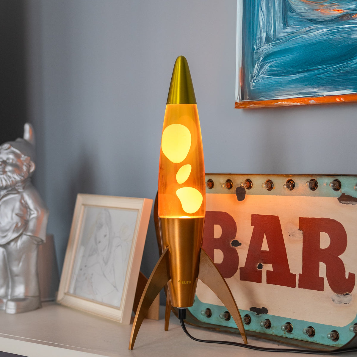 Lavalampe Rocket – Orange Gradient · Retro · 45 cm | Fisura