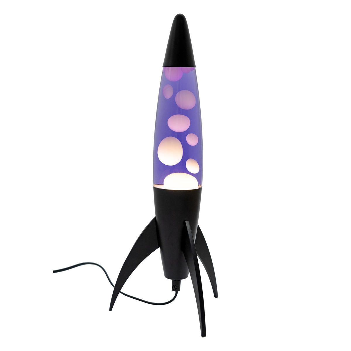 Lavalampe Rocket – Schwarz · Very Peri Lava · Retro · 45 cm | Fisura