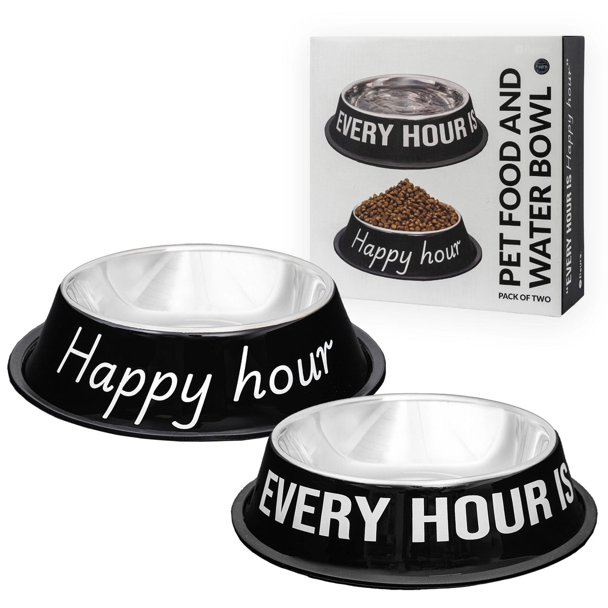 Hundenapf-Set "Happy Hour" – Edelstahl · 500 + 1000 ml | Fisura