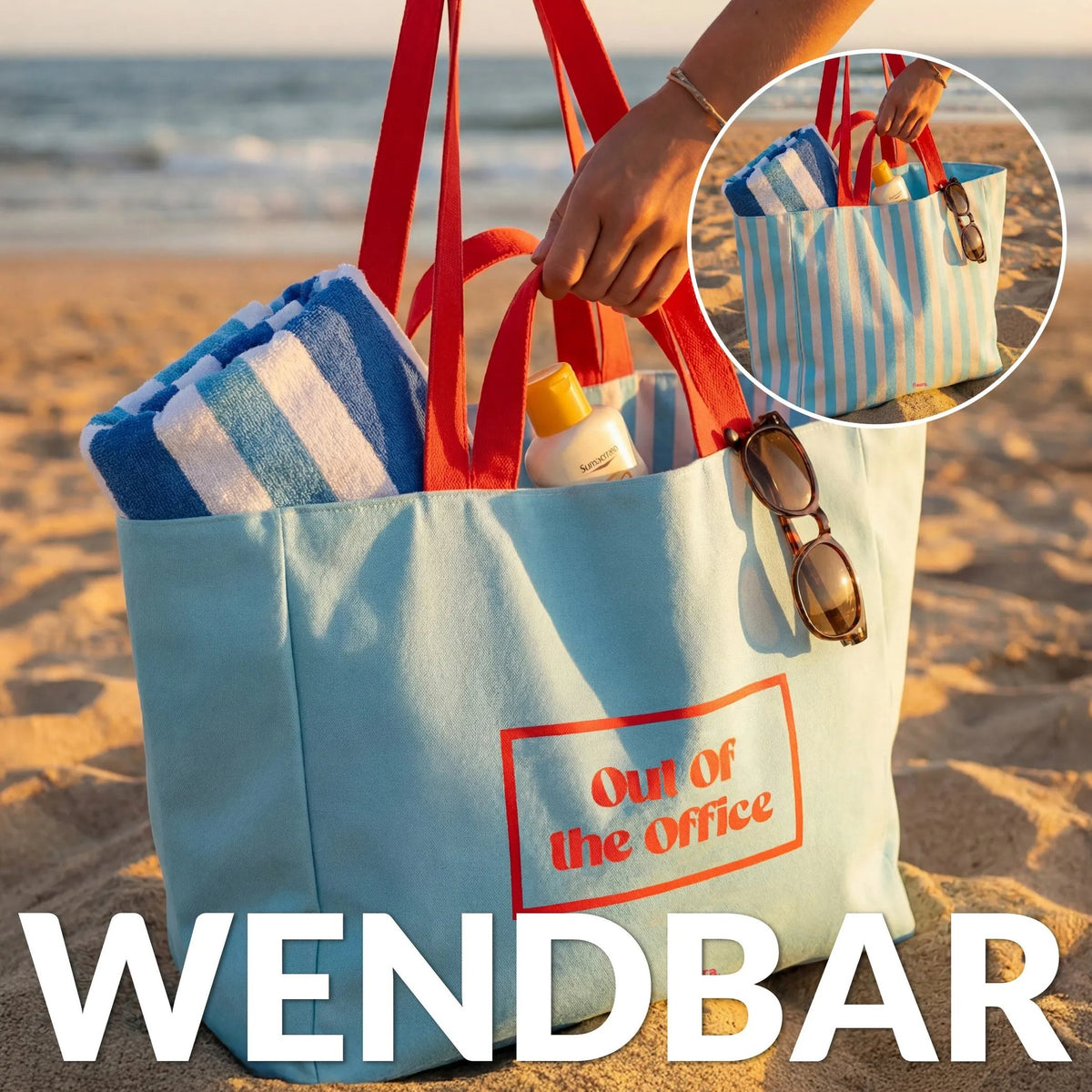 Beach Bag "Out of Office" – Reversible · 36 × 31.5 cm | Fisura