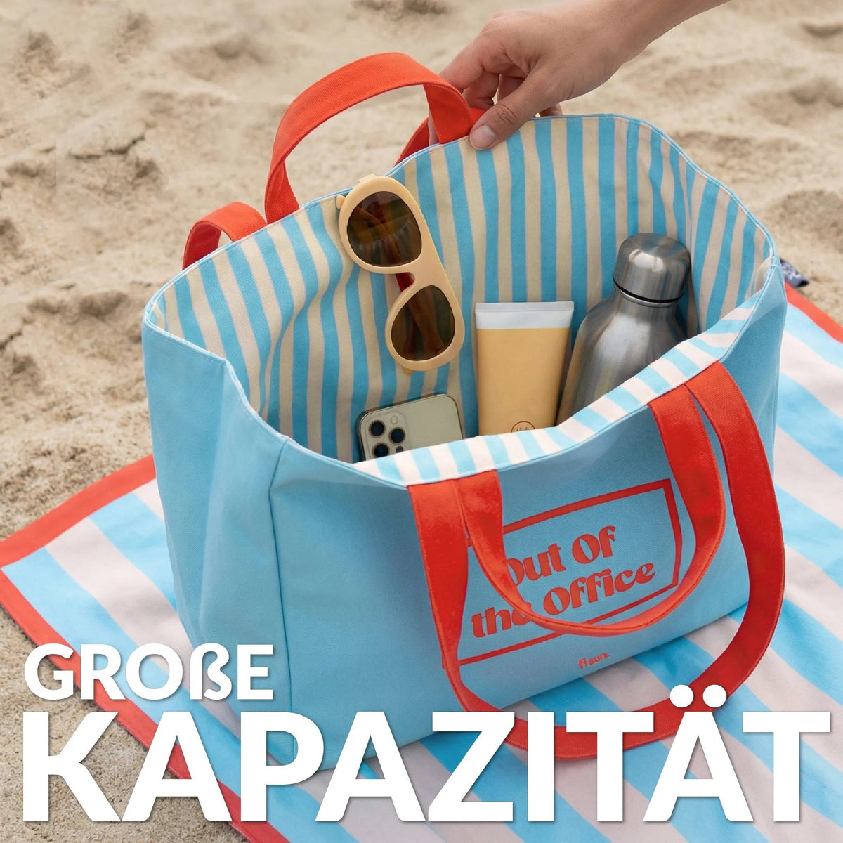 Beach Bag "Out of Office" – Reversible · 36 × 31.5 cm | Fisura