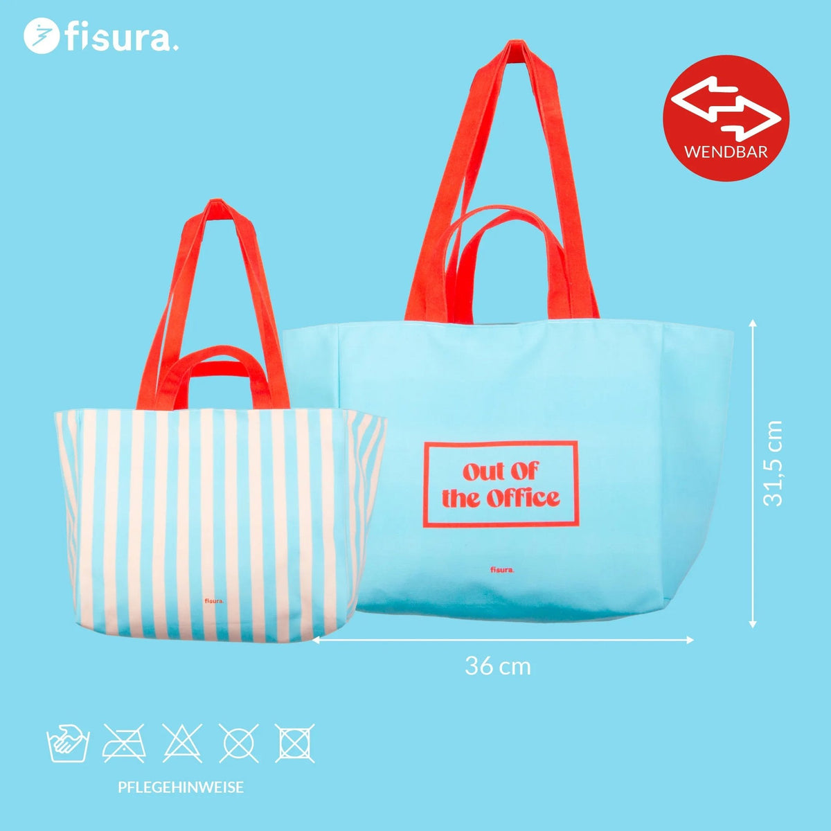 Beach Bag "Out of Office" – Reversible · 36 × 31.5 cm | Fisura