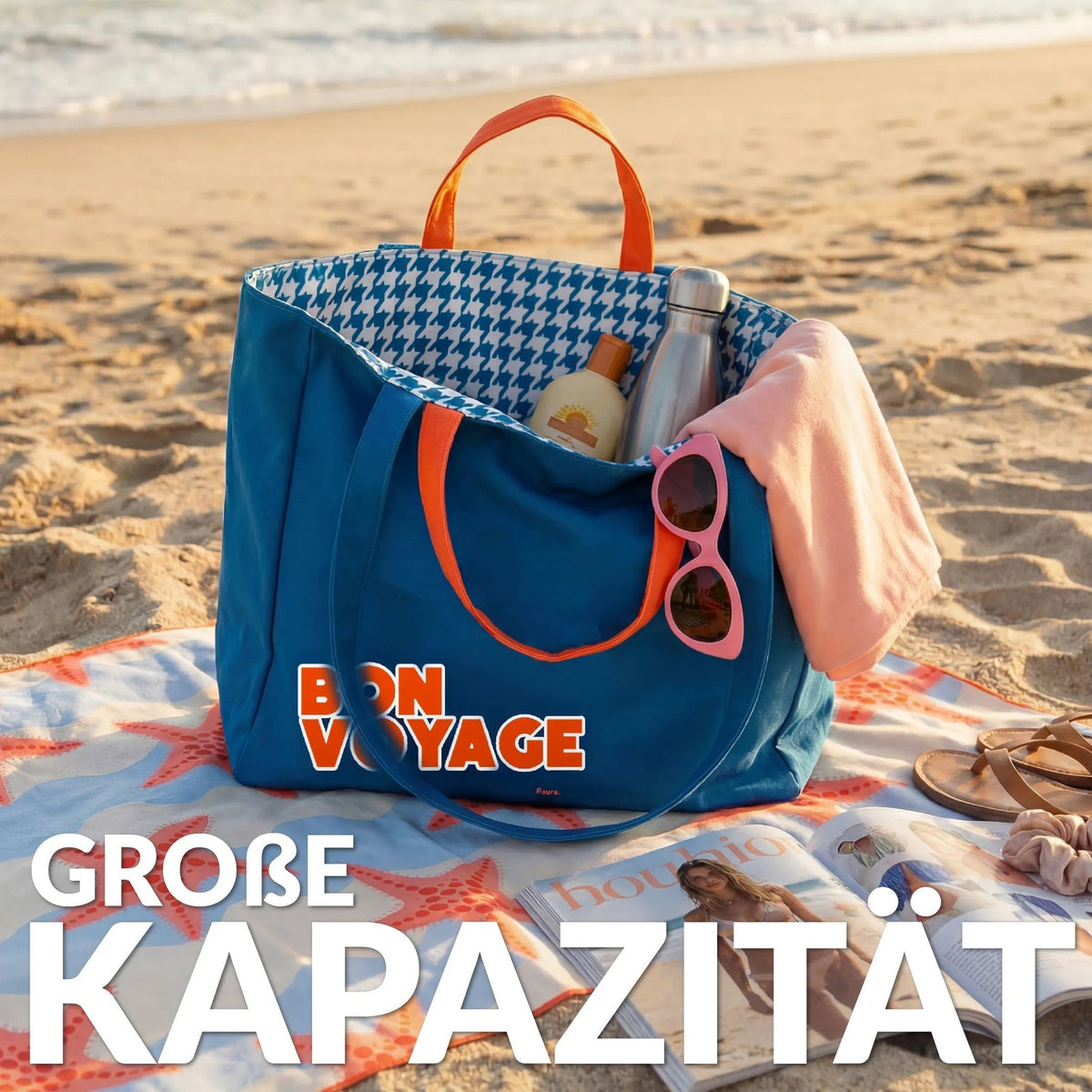 Strandtasche "Bon Voyage" – wendbar · 36 × 31,5 cm | Fisura