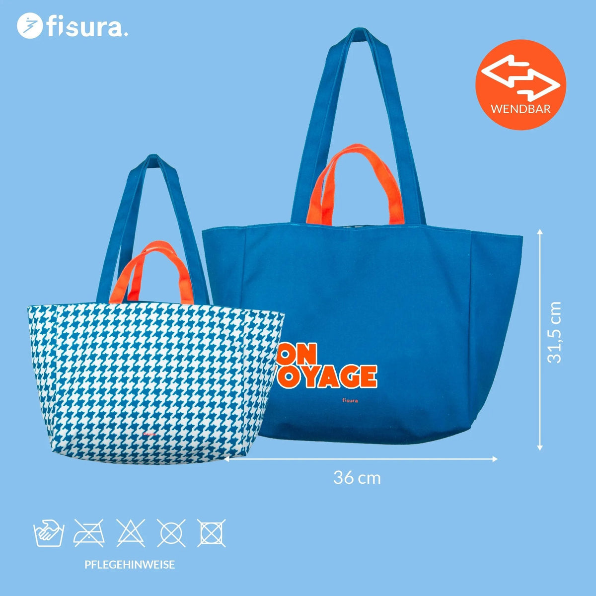 Strandtasche "Bon Voyage" – wendbar · 36 × 31,5 cm | Fisura