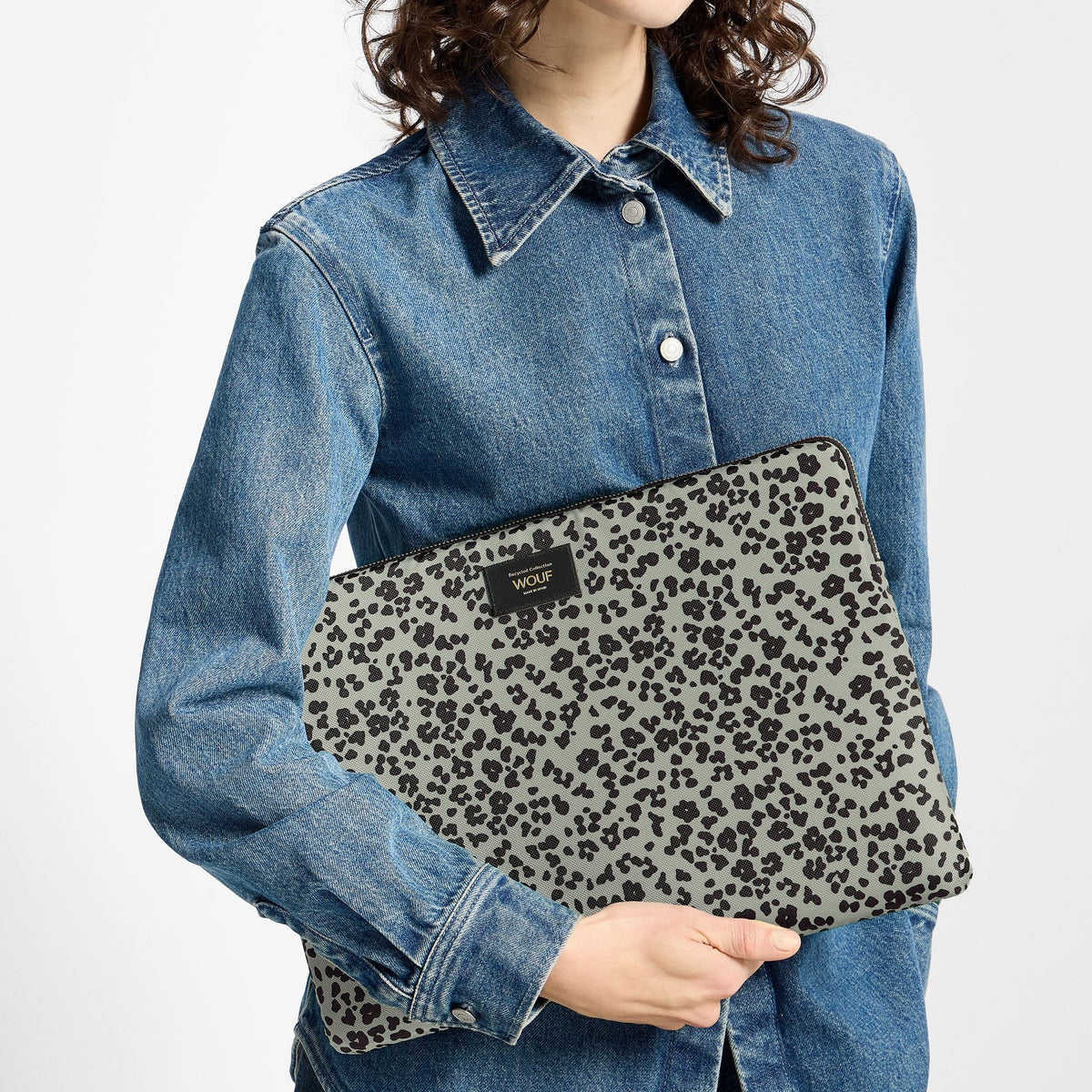 Laptophülle "Steel Roar" – Grau · Leopardenmuster · 13-14" | Wouf