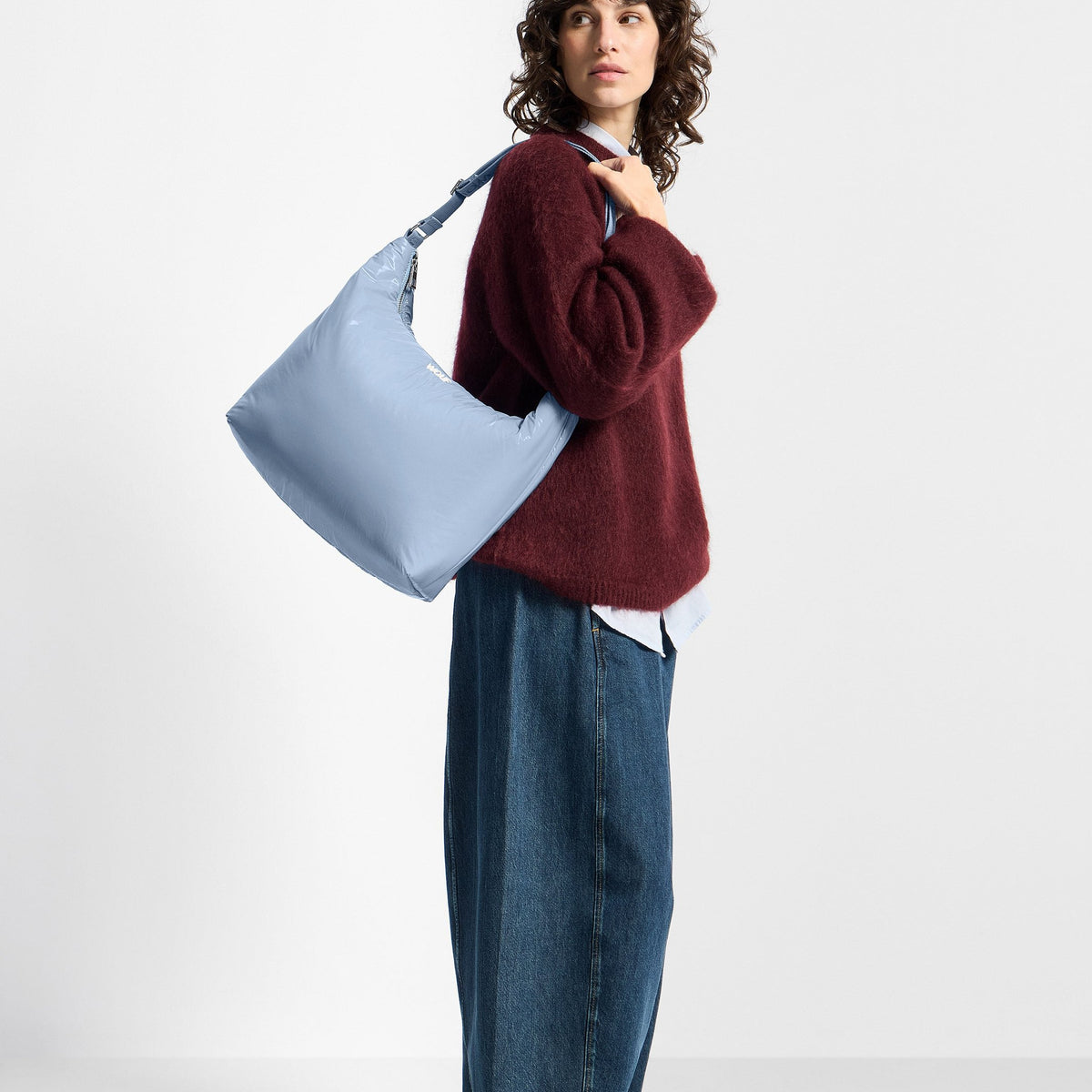 Beuteltasche Steel – Stahlblau · Glossy · Recycelt · 42 x 25 cm | Wouf